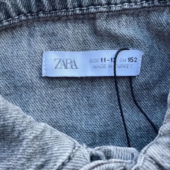 ZARA Jumpsuit Youth 11-12 Grey Denim Long Sleeve Retro‎ Button Up - Picture 5 of 12
